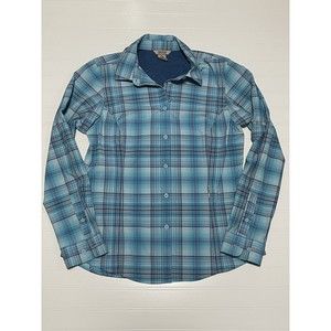 Duluth Trading Co Womens Size M Blue Plaid Long Sleeve Vented Fishing Shirt